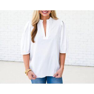 Caryn Lawn Taylor Blouse White  Balloon Sleeve Ladies Size M/L